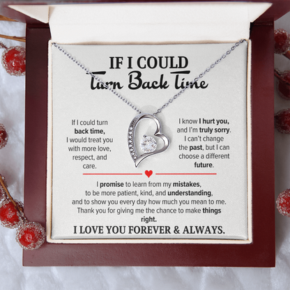 If I Could Turn Back Time Necklace for Her – I'm Sorry Heart Apology Gift