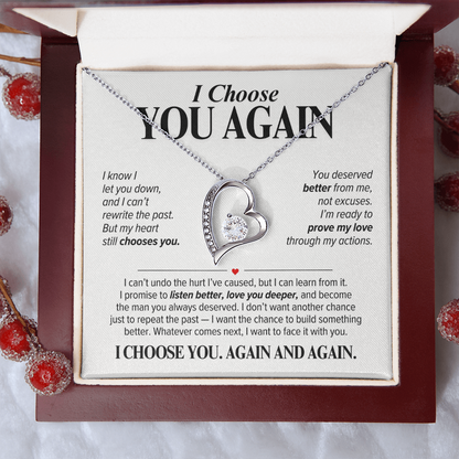I Choose You Again Necklace for Her – Heart Second Chance Apology Gift