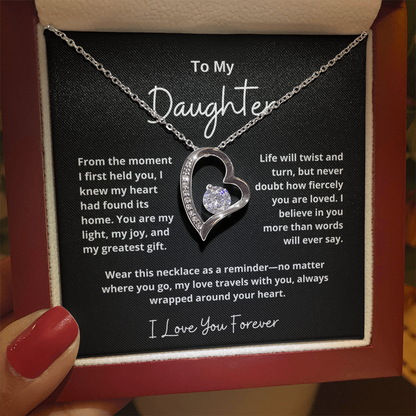 To My Daughter – Sparkling Forever Love Necklace with Heartfelt Message