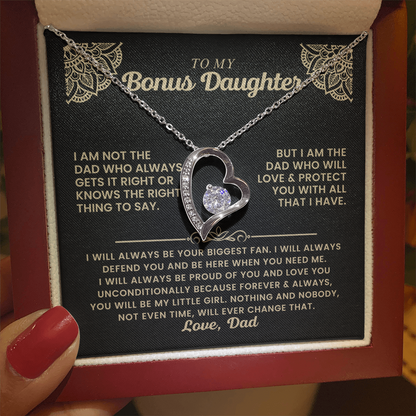 To My Bonus Daughter - "My Family Forever" Forever Love Necklace Gift Set - CFG06