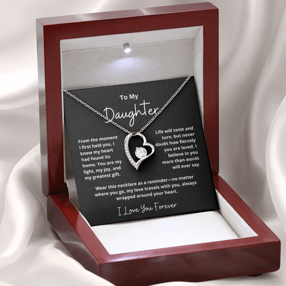 To My Daughter – Sparkling Forever Love Necklace with Heartfelt Message