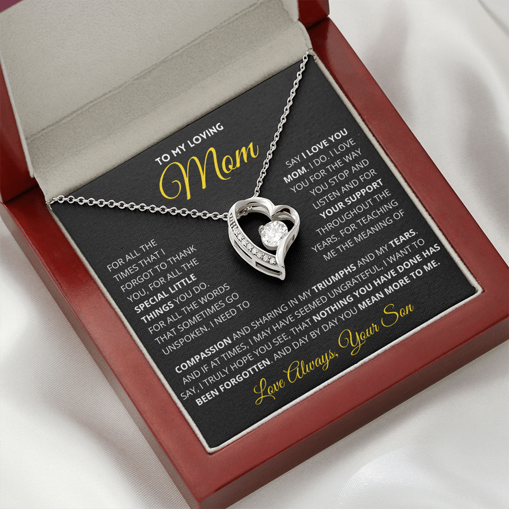 Mom Gift "You Mean More" Heart Necklace From Son