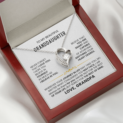 To My Granddaughter - Love Grandpa - Forever Love Necklace Gift Set
