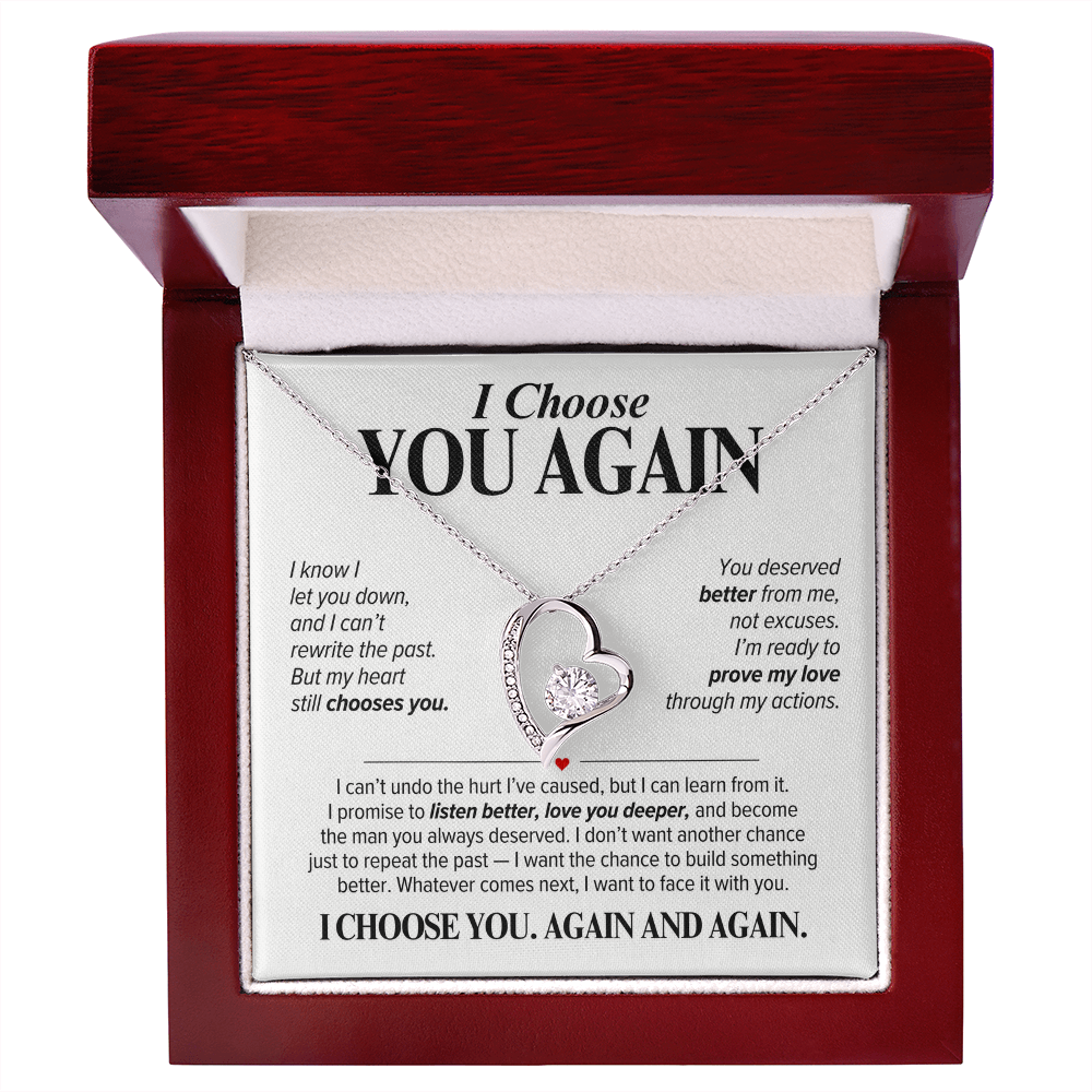 I Choose You Again Necklace for Her – Heart Second Chance Apology Gift
