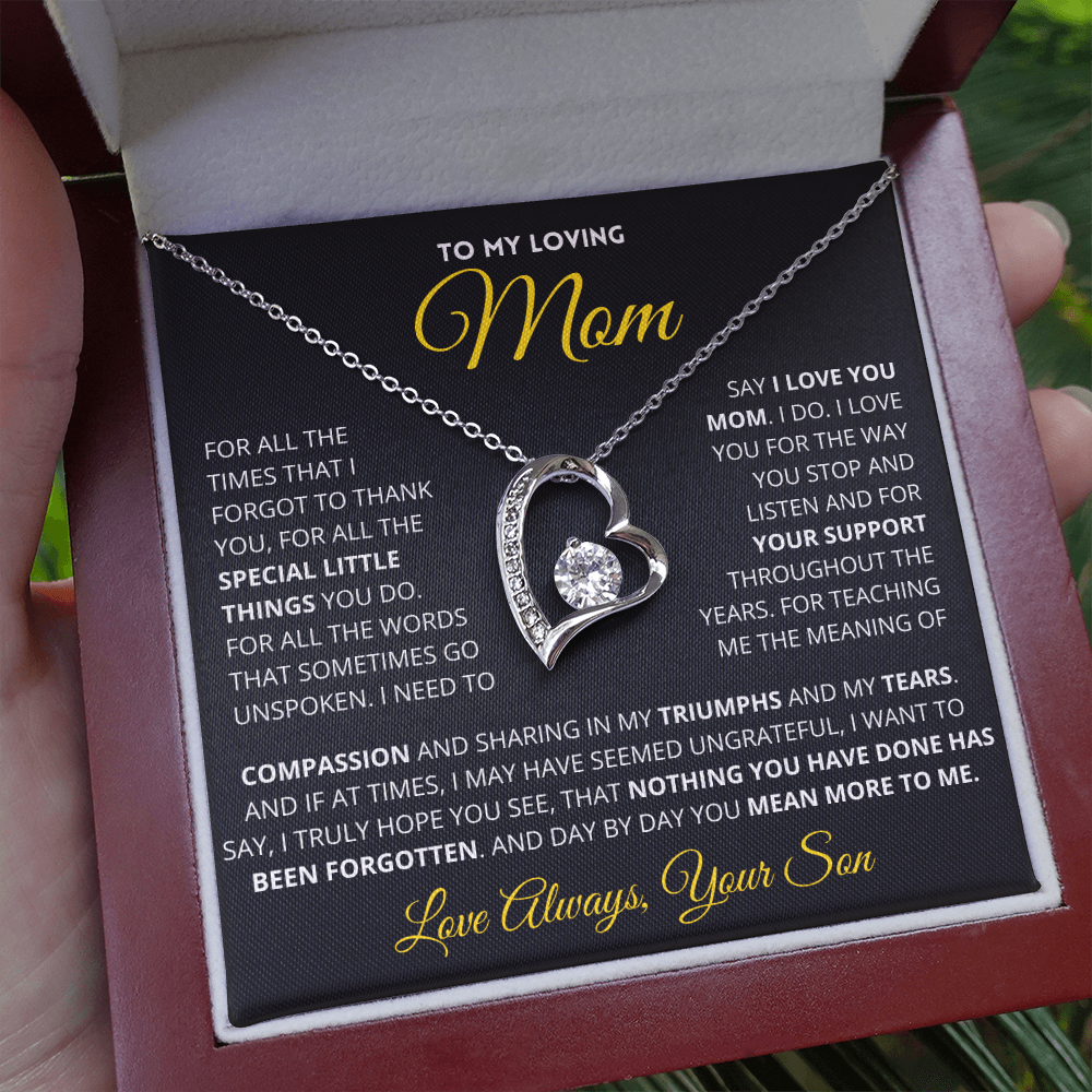 Mom Gift "You Mean More" Heart Necklace From Son