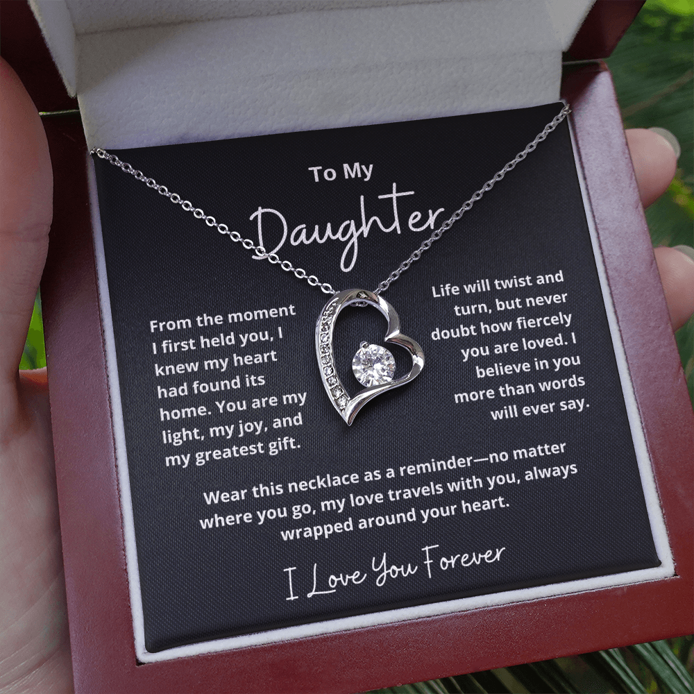 To My Daughter – Sparkling Forever Love Necklace with Heartfelt Message
