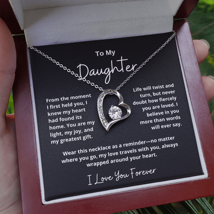 To My Daughter – Sparkling Forever Love Necklace with Heartfelt Message