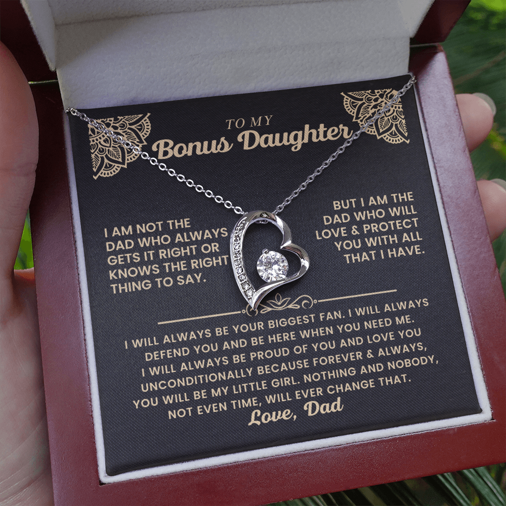 To My Bonus Daughter - "My Family Forever" Forever Love Necklace Gift Set - CFG06