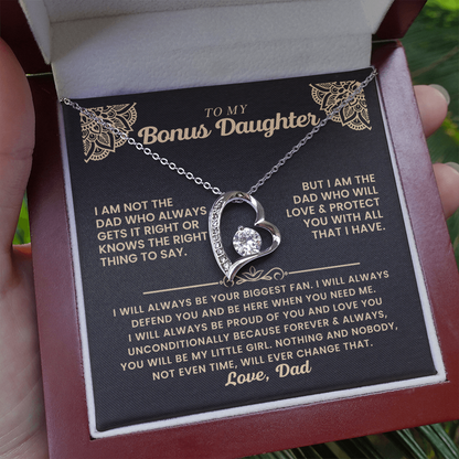 To My Bonus Daughter - "My Family Forever" Forever Love Necklace Gift Set - CFG06