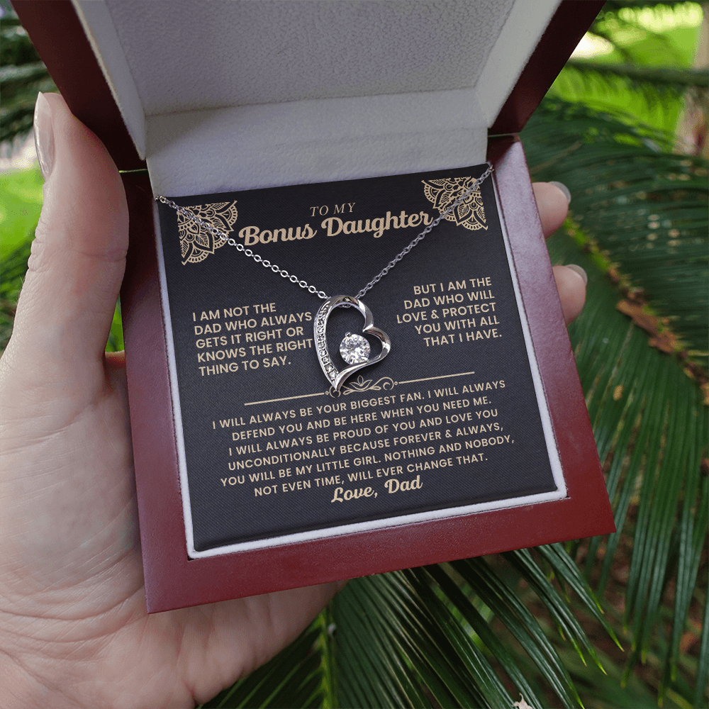 To My Bonus Daughter - "My Family Forever" Forever Love Necklace Gift Set - CFG06