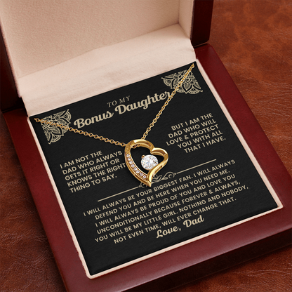 To My Bonus Daughter - "My Family Forever" Forever Love Necklace Gift Set - CFG06
