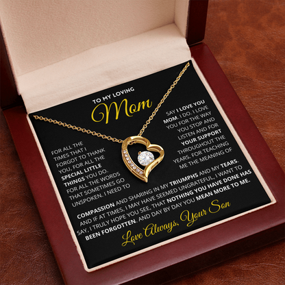 Mom Gift "You Mean More" Heart Necklace From Son