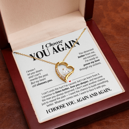 I Choose You Again Necklace for Her – Heart Second Chance Apology Gift