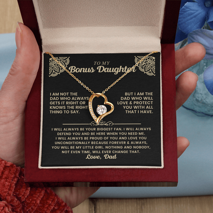 To My Bonus Daughter - "My Family Forever" Forever Love Necklace Gift Set - CFG06