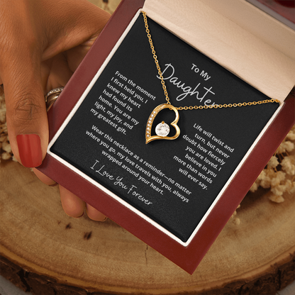 To My Daughter – Sparkling Forever Love Necklace with Heartfelt Message