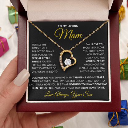 Mom Gift "You Mean More" Heart Necklace From Son