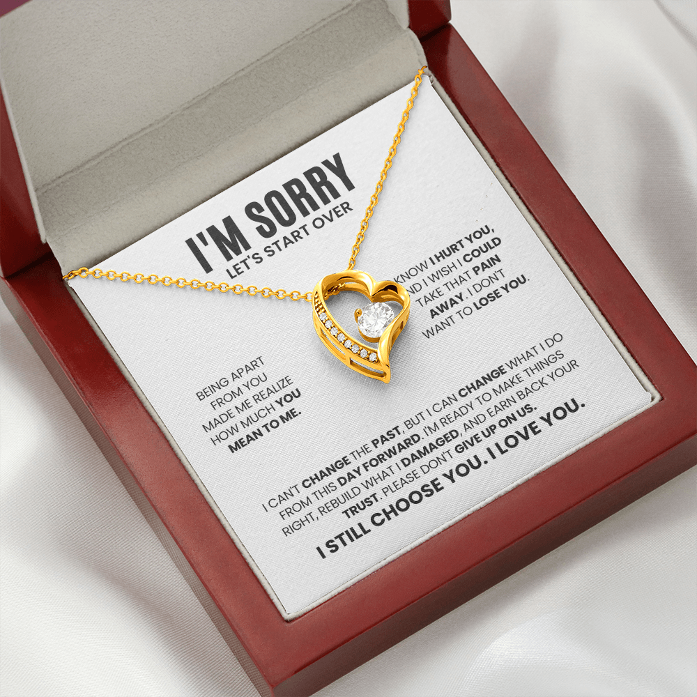 I'm Sorry Let's Start Over Necklace for Her – Forever Love Heart Necklace Apology Gift Set