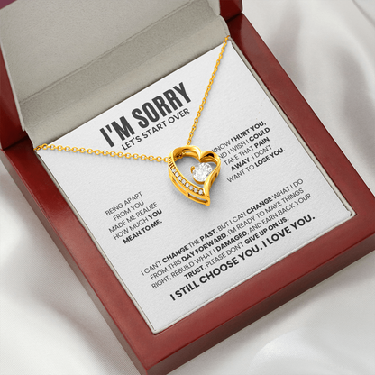 I'm Sorry Let's Start Over Necklace for Her – Forever Love Heart Necklace Apology Gift Set