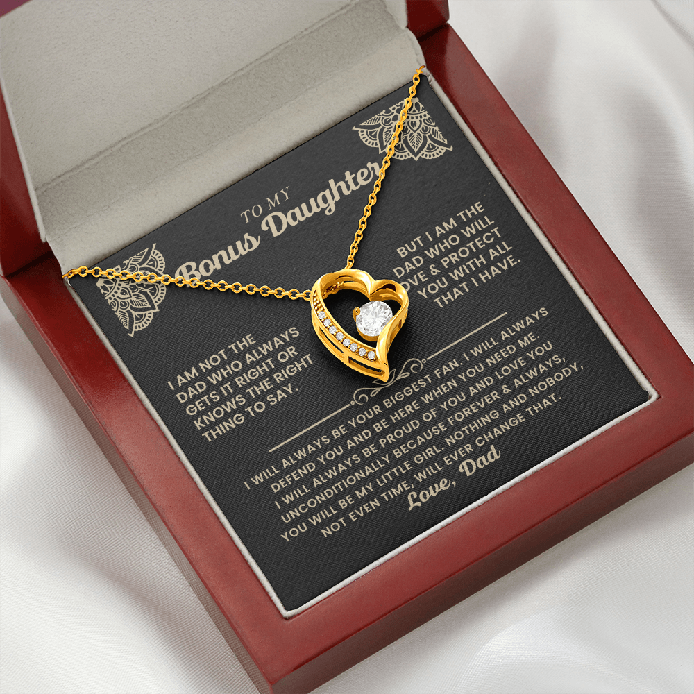 To My Bonus Daughter - "My Family Forever" Forever Love Necklace Gift Set - CFG06
