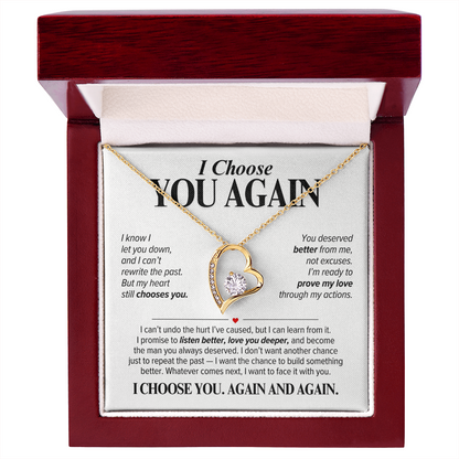 I Choose You Again Necklace for Her – Heart Second Chance Apology Gift