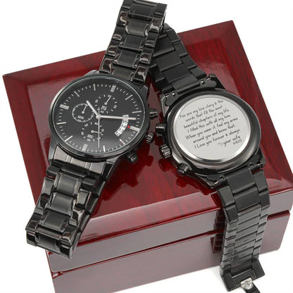 Personalized Black Chronograph Luxury Watch - Gift For Him - Anniversary/Birthday/Father's Day/Valentines