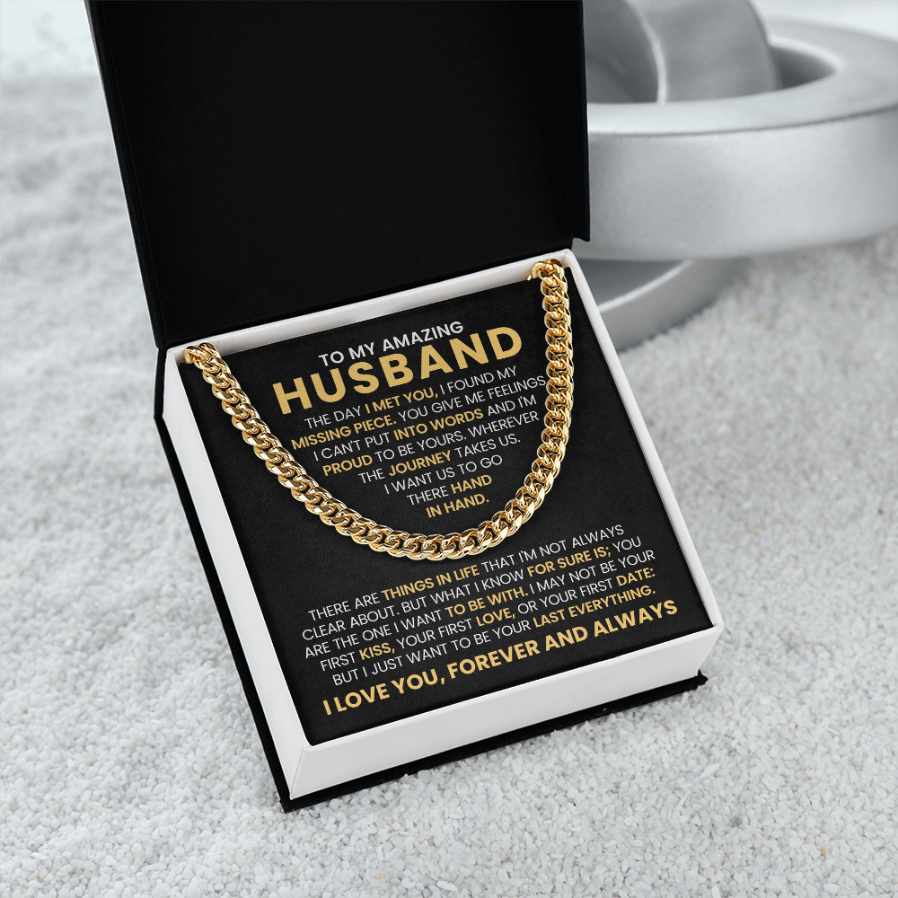 To My Amazing Husband - The Day I Met You - Cuban Link Chain Gift Set
