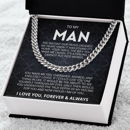 To My Man Necklace, Husband Boyfriend Gift