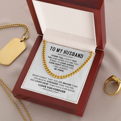 To My Husband - I Love You - Cuban Link Chain