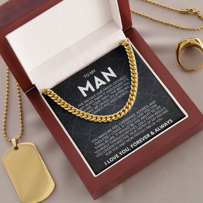 To My Man Necklace, Husband Boyfriend Gift