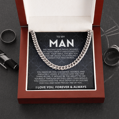 To My Man Necklace, Husband Boyfriend Gift