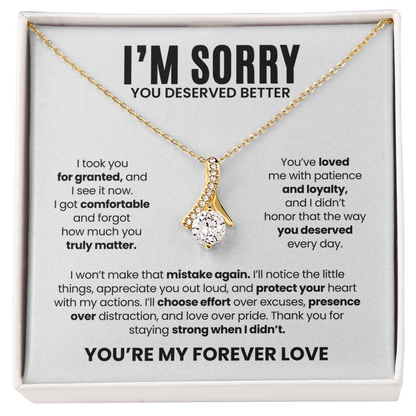 I'm Sorry Necklace for Her – You Deserved Better – You're My Forever Love Apology Gift Set