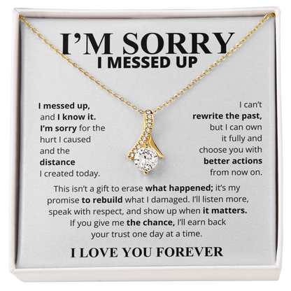 I'm Sorry I Messed Up Apology Gift for Her – Ribbon Pendant Necklace