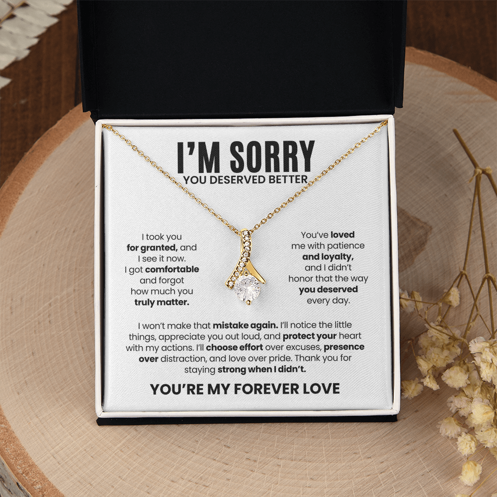 I'm Sorry Necklace for Her – You Deserved Better – You're My Forever Love Apology Gift Set