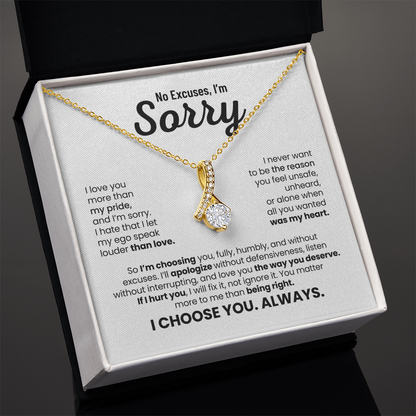 No Excuses, I'm Sorry Necklace for Her – I Choose You Always – Heartfelt Apology Gift Set