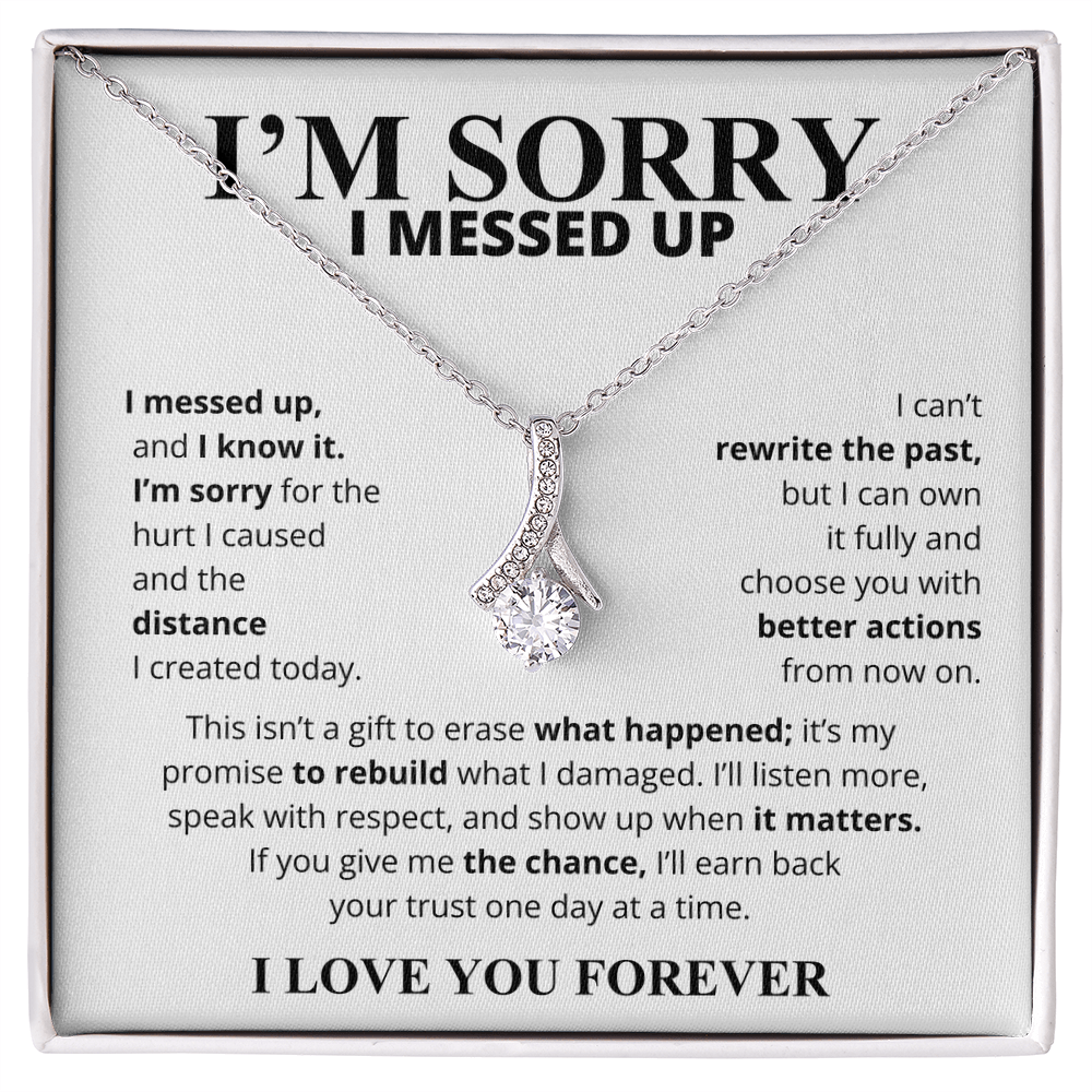 I'm Sorry I Messed Up Apology Gift for Her – Ribbon Pendant Necklace