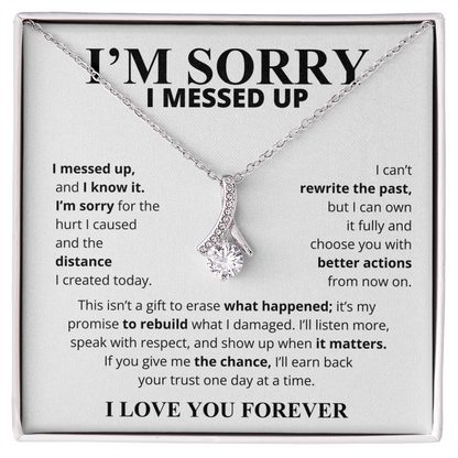 I'm Sorry I Messed Up Apology Gift for Her – Ribbon Pendant Necklace