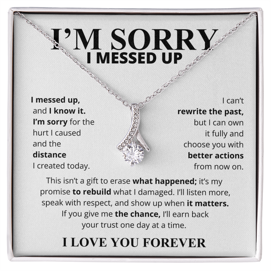 I'm Sorry I Messed Up Apology Gift for Her – Ribbon Pendant Necklace