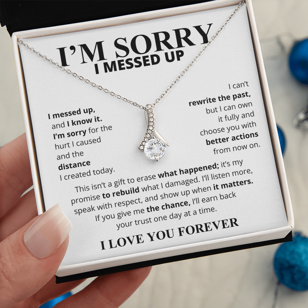 I'm Sorry I Messed Up Apology Gift for Her – Ribbon Pendant Necklace