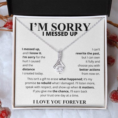 I'm Sorry I Messed Up Apology Gift for Her – Ribbon Pendant Necklace