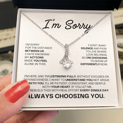 I'm Sorry Necklace for Her – Always Choosing You – Heartfelt Apology & Reconciliation Gift Set