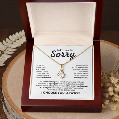 No Excuses, I'm Sorry Necklace for Her – I Choose You Always – Heartfelt Apology Gift Set