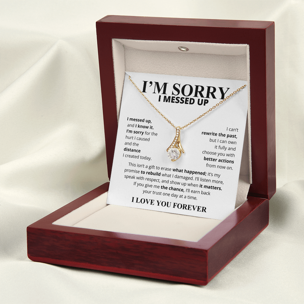I'm Sorry I Messed Up Apology Gift for Her – Ribbon Pendant Necklace