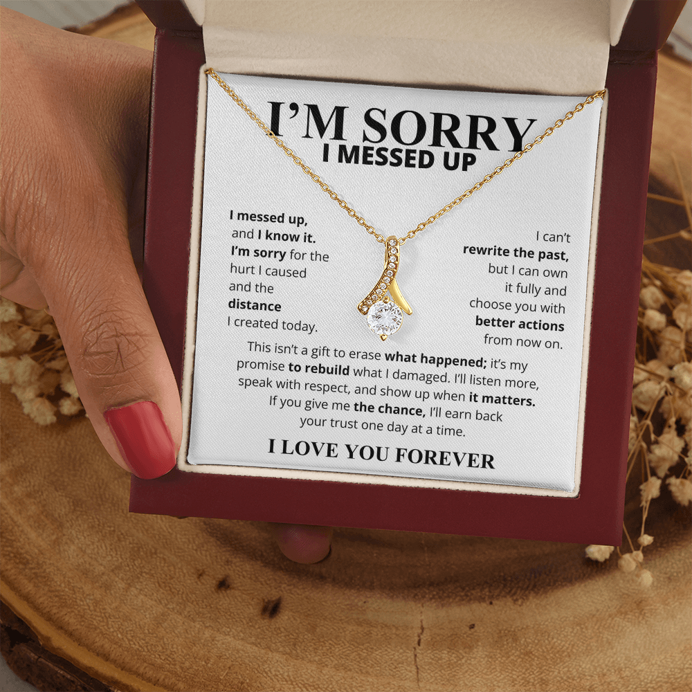 I'm Sorry I Messed Up Apology Gift for Her – Ribbon Pendant Necklace
