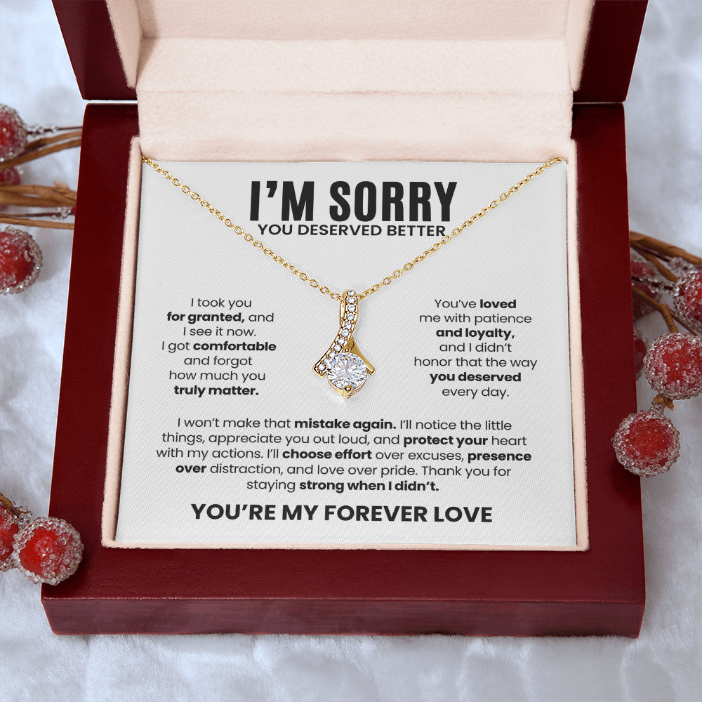I'm Sorry Necklace for Her – You Deserved Better – You're My Forever Love Apology Gift Set