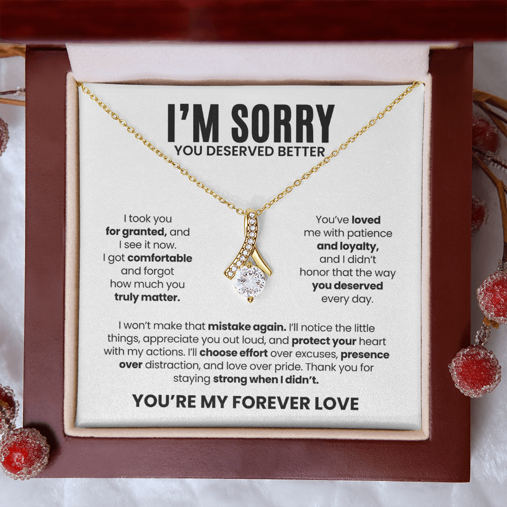 I'm Sorry Necklace for Her – You Deserved Better – You're My Forever Love Apology Gift Set