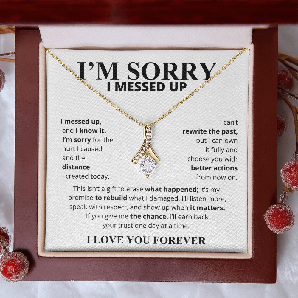 I'm Sorry I Messed Up Apology Gift for Her – Ribbon Pendant Necklace