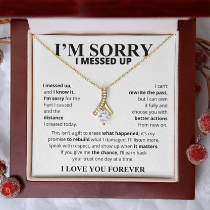 I'm Sorry I Messed Up Apology Gift for Her – Ribbon Pendant Necklace