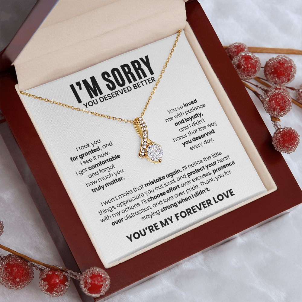 I'm Sorry Necklace for Her – You Deserved Better – You're My Forever Love Apology Gift Set