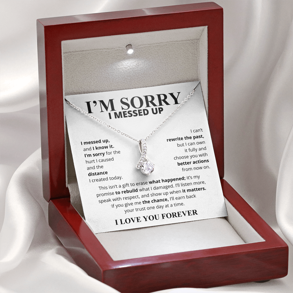 I'm Sorry I Messed Up Apology Gift for Her – Ribbon Pendant Necklace