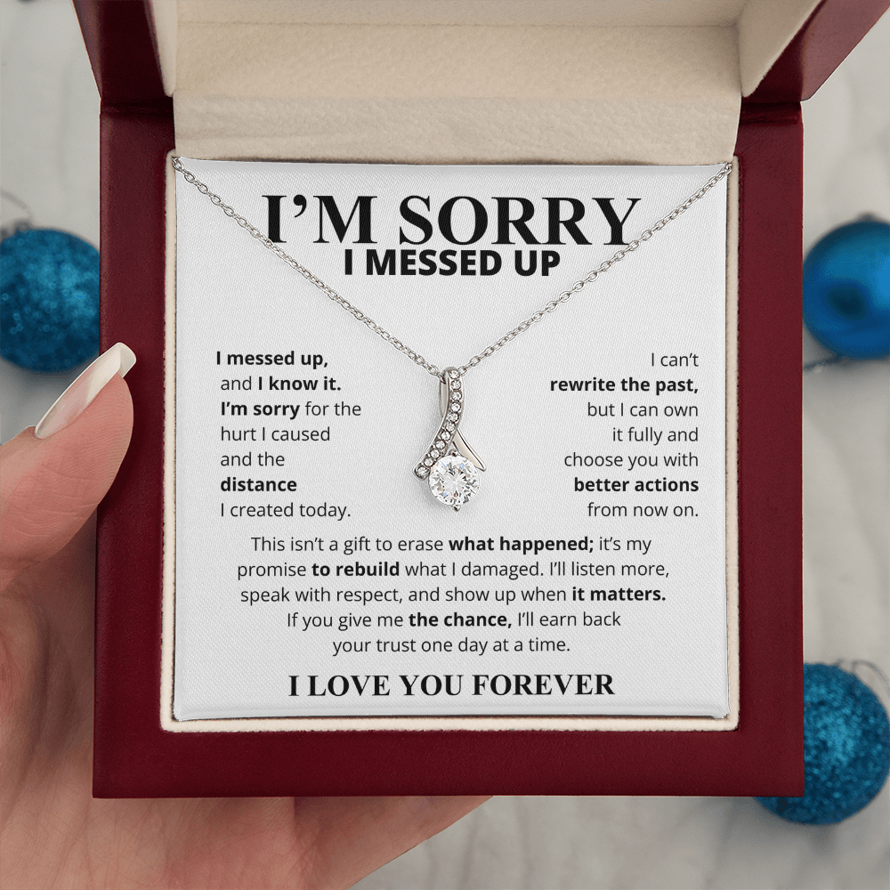 I'm Sorry I Messed Up Apology Gift for Her – Ribbon Pendant Necklace
